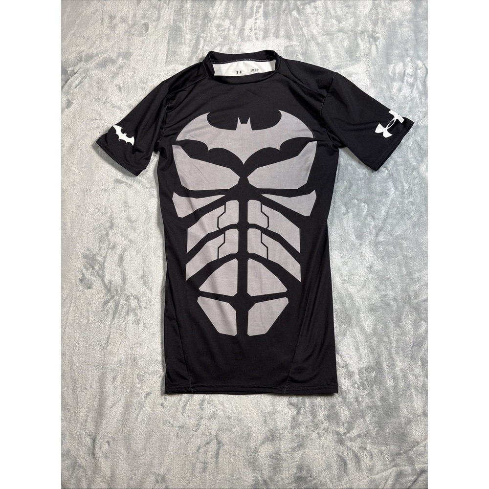 Under Armour Shirt Mens Small Black Batman Alter Ego HeatGear Compression Muscle